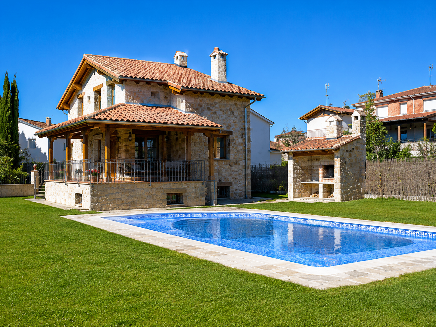 Chalet con jardín y piscina construido por Obras Jesús Pérez en Ávila